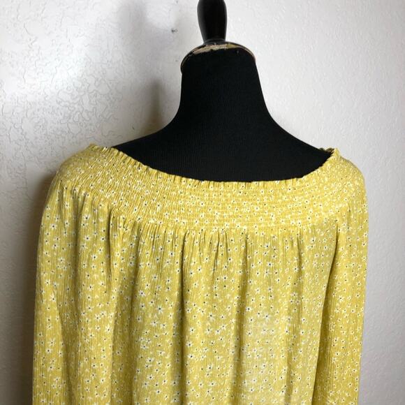 Anthropologie Blank gold pink floral off shoulder top size Small boho spring - Picture 13 of 16